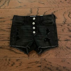 A&F Girls Black Distressed Denim Short - 9/10